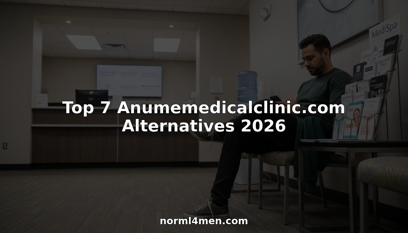 Man in clinic lobby reviewing alternatives brochure