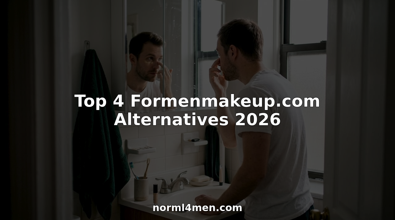 Man applying concealer at small bathroom sink
